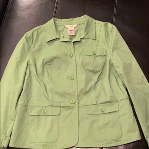 LL Bean lime green shirt jacket